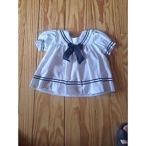 Vintage White Blue Nautical Sailor Baby Dress Girls Sz 18 M